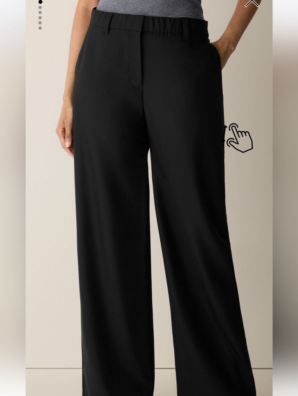 Eileen Fisher Black Wide-Leg Flannel Trousers